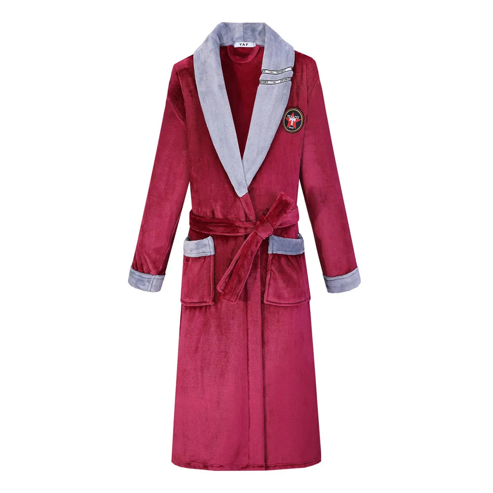 Large Size 3XL Flannel Robe Kimono Bathrobe Gown Winter Coral Fleece Sleepwear Nightwear Loose Thickened Home Wear Loungewear