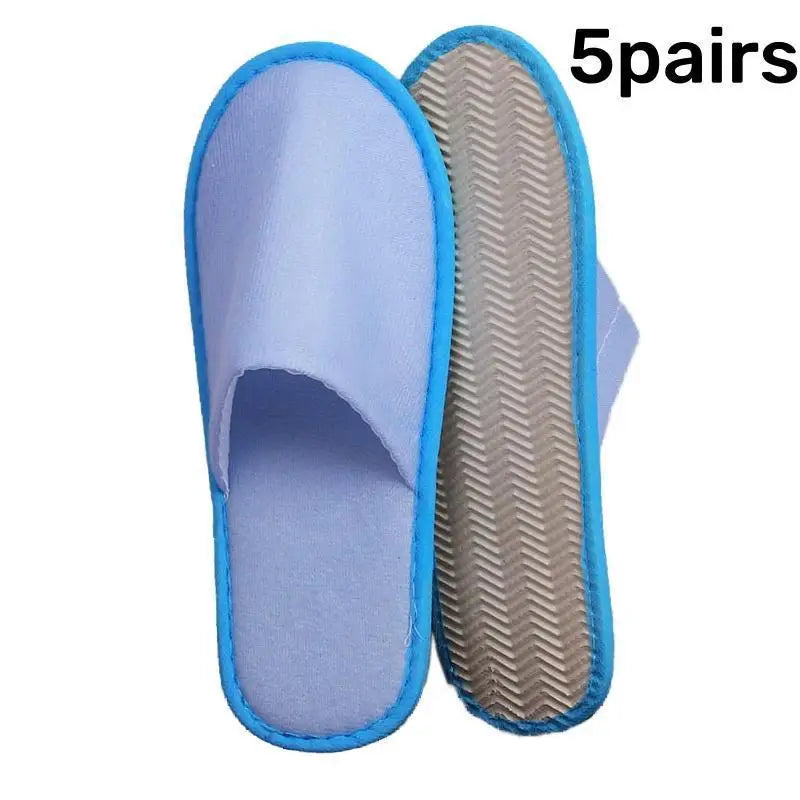 5Pairs Disposable Slippers Hotel Travel Slipper Party Home Guest Men Women Unisex Closed Toe Anti-slip Slippers Sanitary Sandals