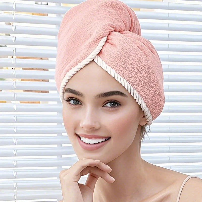 New Thickened Double Layer Hair Drying Cap Wipe Hair, Quick Drying Towel, Shower Cap Ultra Absorbent Microfiber Hair Dryer Caps