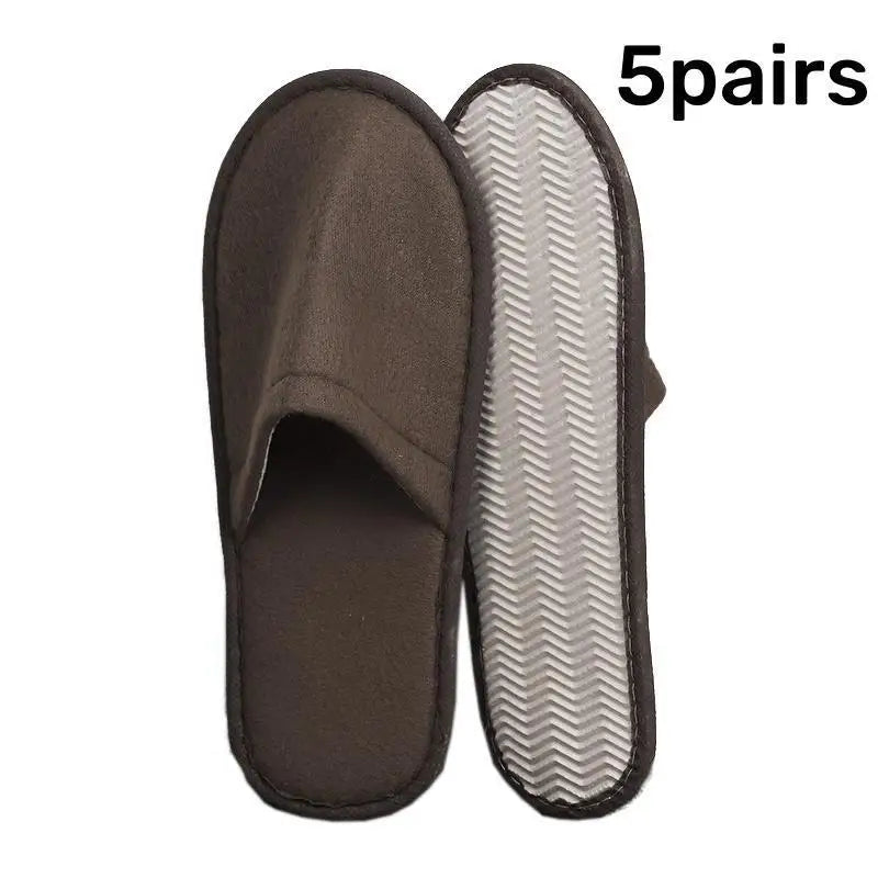 5Pairs Disposable Slippers Hotel Travel Slipper Party Home Guest Men Women Unisex Closed Toe Anti-slip Slippers Sanitary Sandals