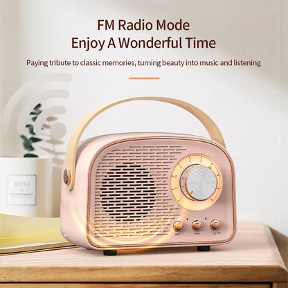 1pc Mini Retro Bluetooth 5.0 Audio Speaker Wireless Portable Mobile Phone MP3/4 Music 3D Player TF Card U Disk AUX Play FM Radio