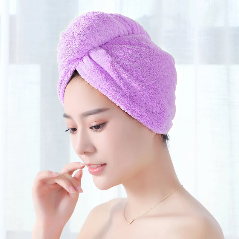 Microfiber Girls Hair Towel Super Absorbent Quick Drying Magic Shower Cap for Women Bathroom Hair Turban Twist Head Wrap