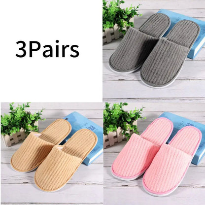 3 Pairs/Set Closed Toe Non-slip Hotel Slippers High Quality Disposable Hotel Bathroom Slippers Indoor Guest Travel Slippers Hot