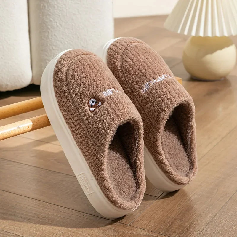 Cotton Slippers for Women Suitable for Home Use Indoor Anti Slip Confinement Shoes Thick Soled Warm for Couples Men Slippers