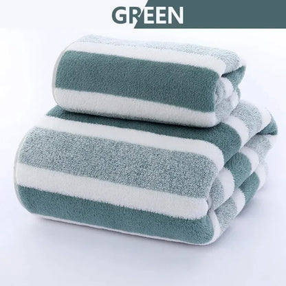 Striped Pattern Towel Set Soft Hand Towel Bath Towel Quick Drying Absorbent Towels For Bathroom