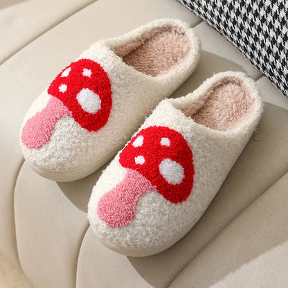 2024 Autumn Winter Family Fashion Slippers Women Home Warm Cartoon Flat Sandals Men Cute Non-slip Slides Smiling face Shoes