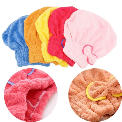 Women Soft Microfiber Towels Shower Cap Towel Bath Hats for Women Dry Hair Cap Quick Drying Soft for Lady Turban Head Girl Towel