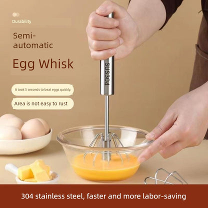 German Stainless Steel Semi-automatic Egg Beater Kitchen Baking Rotate Press Type Mixer Butter Blender