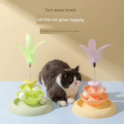 Cat Toy Fruit Colorful Cat Turntable Feather Turntable Self-Hi Relieving Stuffy Educational Pet Toy Cat Supplies