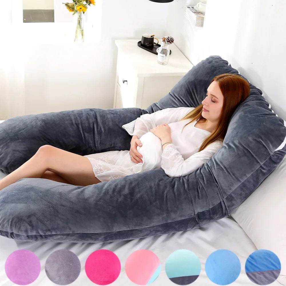 Soft Fleece Pregnant Pillow Gravida U Type Lumbar Pillow Multi Function Side Protect Cushion for Pregnancy Women Dropshipping