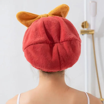 Microfiber Dry Hair Hat Quick Hair Drying Bath Towel Spa Bowknot Wrap Towel Cap Women Shower Cap Bathroom Accessories