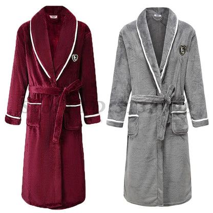 Winter New Coral Fleece Sleepwear Couple's Sleeping Robe Women's Home Clothes Bathrobe Men's Oversize Flannel Thickened Yukata