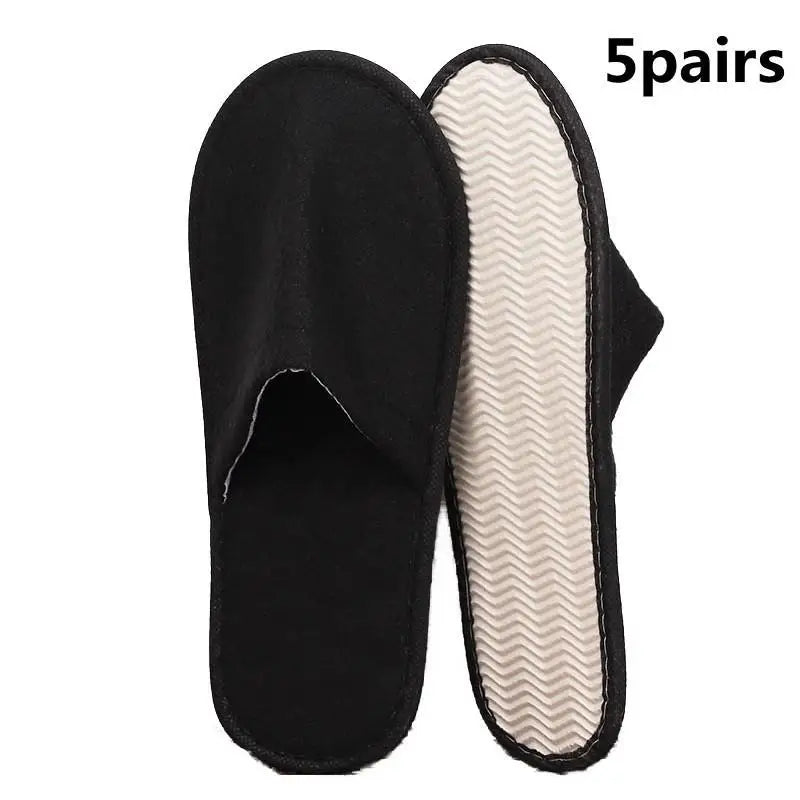 5Pairs Disposable Slippers Hotel Travel Slipper Party Home Guest Men Women Unisex Closed Toe Anti-slip Slippers Sanitary Sandals