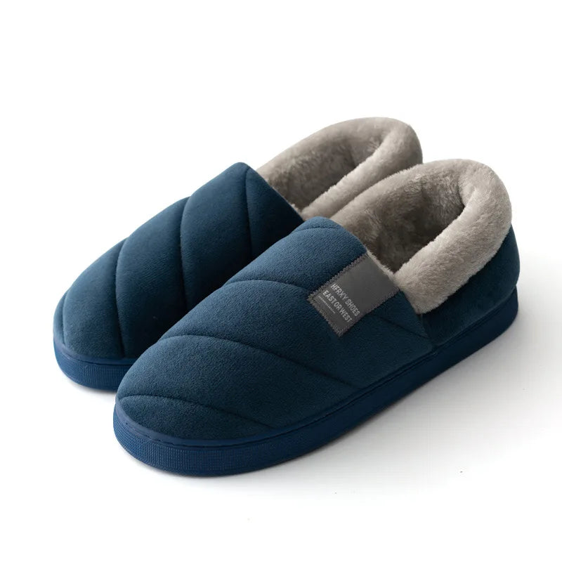 Large 46/47 Men Winter Warm Furry slippers Couples Casual Bedroom Outdoor Thick Sole Non-Slip Slides Fashion Shoes For Men