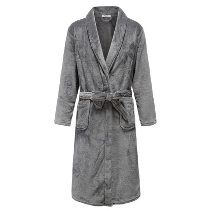 Plus Size Thick Flannel Men Robe Kimono Bathrobe Gown Coral Fleece Sleepwear Home Clothes Autumn Winter Nightwear Lounge Wear