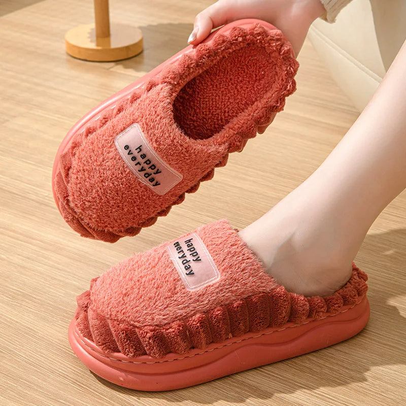 EVA Soft Sole Fluffy Slippers Women Winter Thick Warm Fur Anti-Slip Comfortable In Door Fashion