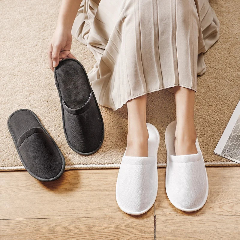 5Pairs Disposable Slippers Hotel Travel Slipper Party Home Guest Men Women Unisex Closed Toe Anti-slip Slippers Sanitary Sandals