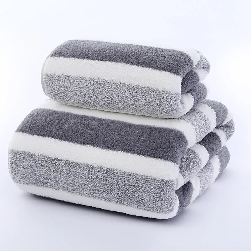 Striped Pattern Towel Set Soft Hand Towel Bath Towel Quick Drying Absorbent Towels For Bathroom