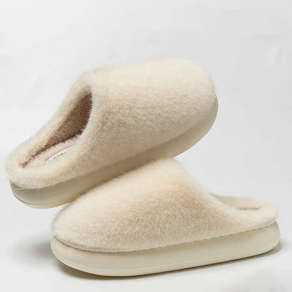 Winter Soft Plush Slippers Warm Skin Antislip Thick 4CM EVA Sole Comfortable