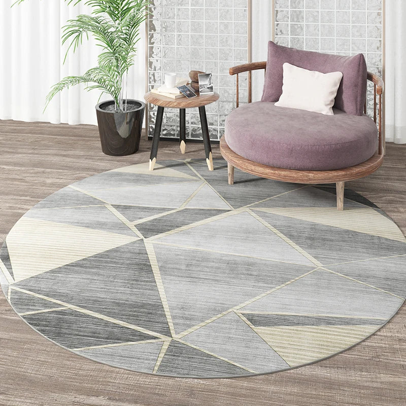 VIKAMA Geometric Round Floor Mat Modern Simple Living Room Carpet Bedroom Hanging Basket Swivel Chair Mat home decor