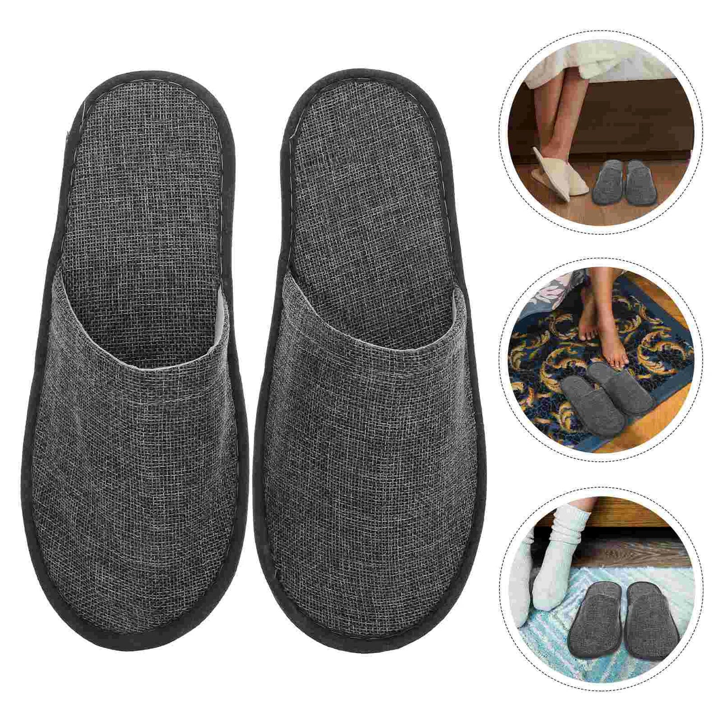 20 Pcs Home and Hotel Slippers Pairs Pack Shoes Comfortable Non-Slip Cotton Linen Spa Salon Vacation