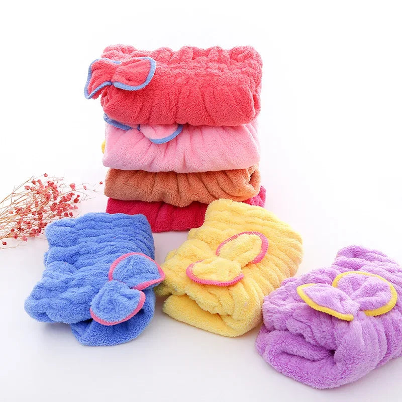 Women Soft Microfiber Towels Shower Cap Towel Bath Hats for Women Dry Hair Cap Quick Drying Soft for Lady Turban Head Girl Towel