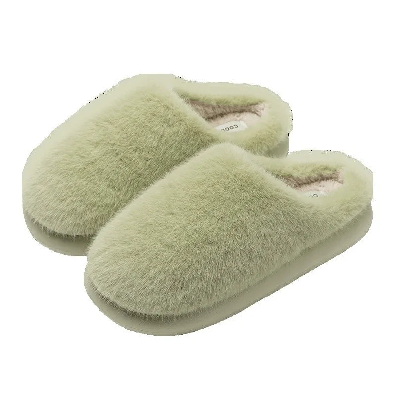 Winter Soft Plush Slippers Warm Skin Antislip Thick 4CM EVA Sole Comfortable