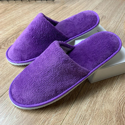 Disposable Slippers Hotel Travel Slipper Party Home Guest Slippers Men Women Solid Color Soft Hospitality Slippers Non-Slip