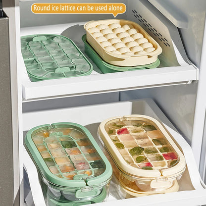 1 Set Round Ice Cube Trays With Lid&Bin,Container ,Shovel And Tote Lid ,Ice Ball ,Cube Maker For Freezer, BPA Free Easy Release