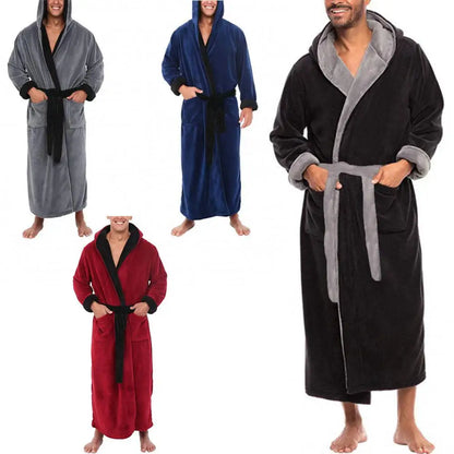 Bathrobe Clothes Nightgown Sleepwear Casual Long Sleeve Mens Man Winter Warm Flannel Robe Plush Shawl Male Bath Robe Lounge Home