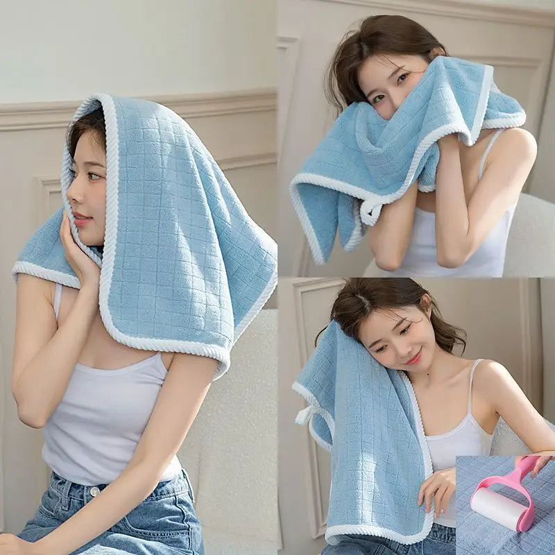 Square Spiral Bath Towel Designer Solid Color Quick Drying Water Absorbing Dry Hair Household And Daily Use Soft Square-Towels