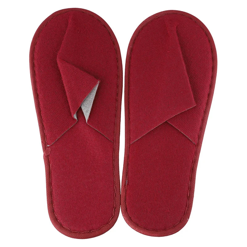 1pair Women Men Disposable Slippers White Black Non-slip Hotel Bathroom Slippers Travel Disposable Cotton Home Hospitality Shoes