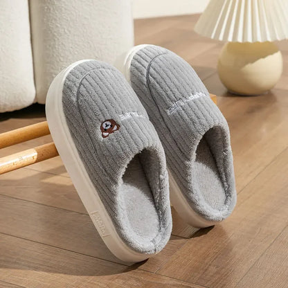 Cotton Slippers for Women Suitable for Home Use Indoor Anti Slip Confinement Shoes Thick Soled Warm for Couples Men Slippers