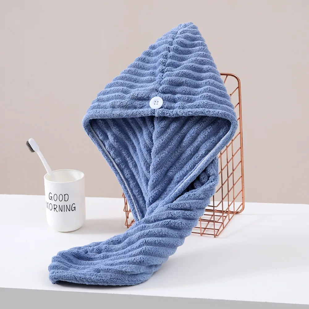 Quick-dry Hair Towel Women Hair Drying Hat Cap Hat Bath Hat Microfiber Solid Towel Cap Super Absorption Turban Hair Dry Cap