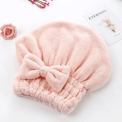 Magic Microfiber Hair Drying Towel Super Absorbent Hair Dry Wrap with Button Soft Bath Shower Cap Lady Turban Head