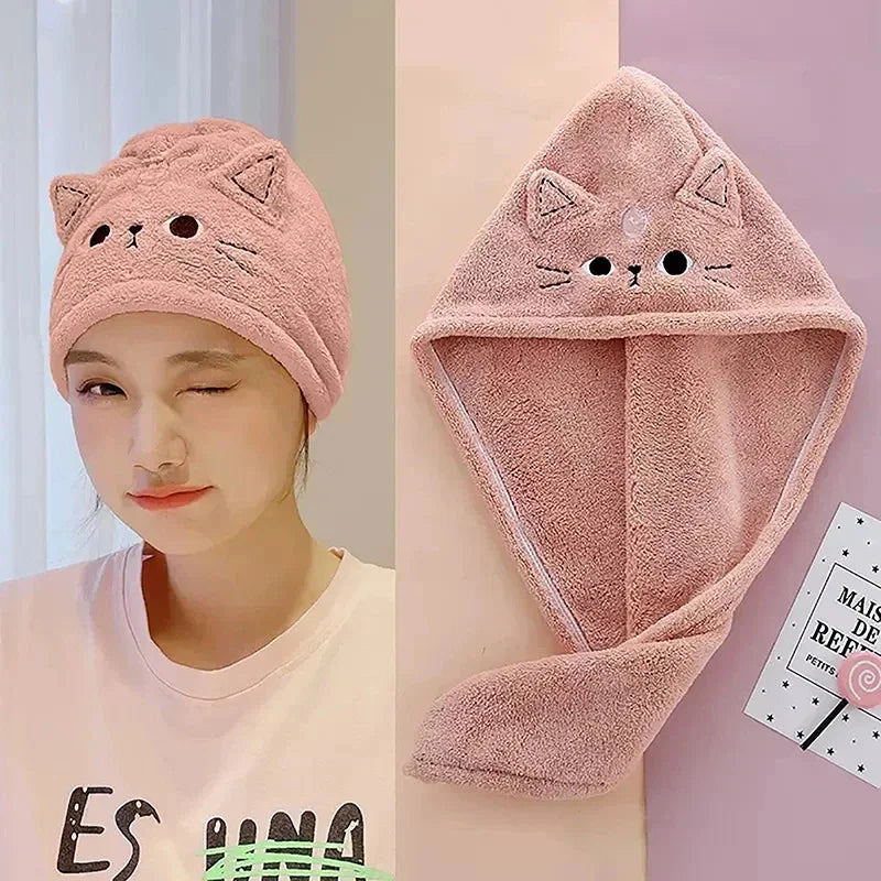 Quick-dry Hair Towel Women Long Hair Drying Hat Shower Bath Cap Hat Microfiber Solid Towel Cap Super Absorption Drying Turban