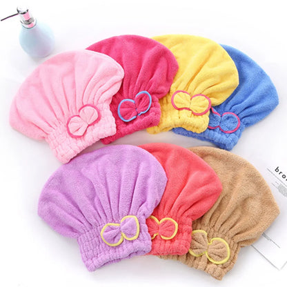 Lovely Little Hair Drying Cap Towel Microfiber Quickly Dry Hair Shower Hat Wrapped Towels Bathing Cap Bathroom Accessories