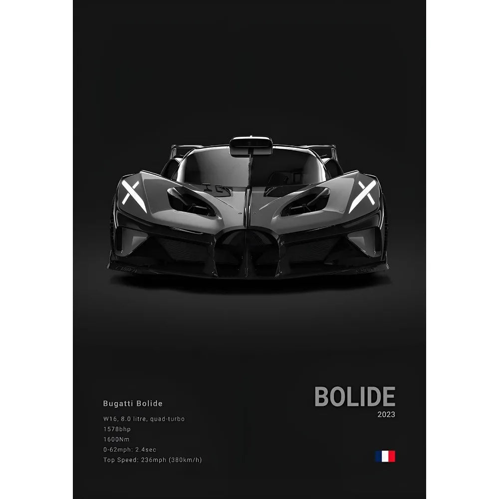 Black Supercar Cool B-BugattiS V-Veyron CHIRON DIVO BOLIDE Poster Home Living Room Wall Art Garage Room Decor