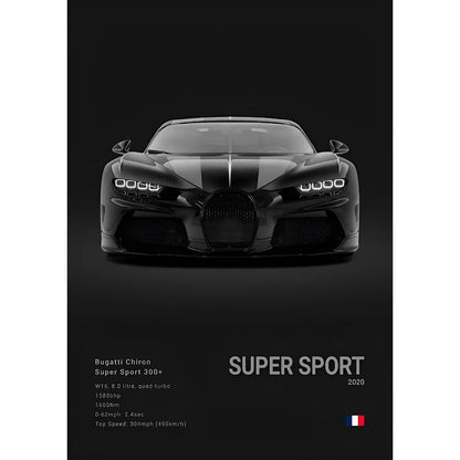 Black Supercar Cool B-BugattiS V-Veyron CHIRON DIVO BOLIDE Poster Home Living Room Wall Art Garage Room Decor