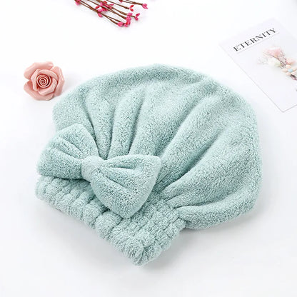 Magic Microfiber Hair Drying Towel Super Absorbent Hair Dry Wrap with Button Soft Bath Shower Cap Lady Turban Head