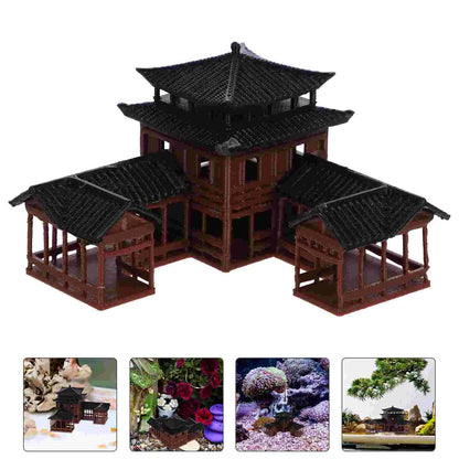 Bonsai Model Building Decor Chinese Inn Statue for Home Mini Decorations Household Crafts Architectural Pp Yard Garden Small