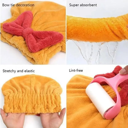 Microfiber Dry Hair Hat Quick Hair Drying Bath Towel Spa Bowknot Wrap Towel Cap Women Shower Cap Bathroom Accessories