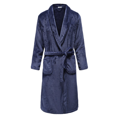 Winter New Coral Fleece Sleepwear Couple's Sleeping Robe Women's Home Clothes Bathrobe Men's Oversize Flannel Thickened Yukata