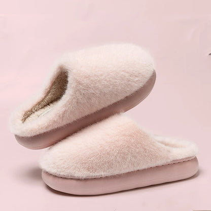 Winter Soft Plush Slippers Warm Skin Antislip Thick 4CM EVA Sole Comfortable