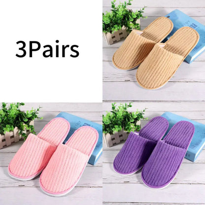 3 Pairs/Set Closed Toe Non-slip Hotel Slippers High Quality Disposable Hotel Bathroom Slippers Indoor Guest Travel Slippers Hot