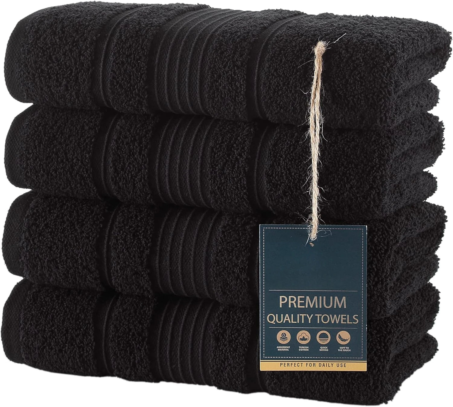 4 piece towels, 100% Turkish cotton quality bathroom towels