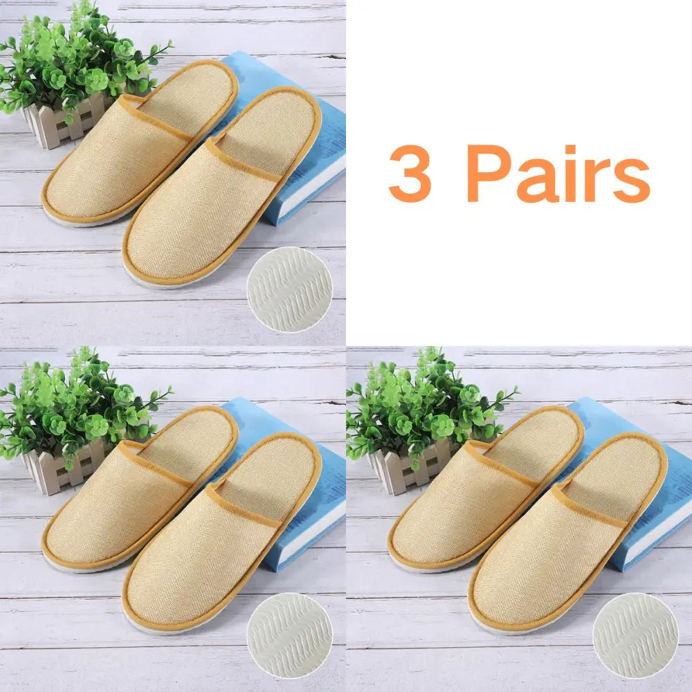 3 Pairs/Set Closed Toe Non-slip Hotel Slippers High Quality Disposable Hotel Bathroom Slippers Indoor Guest Travel Slippers Hot