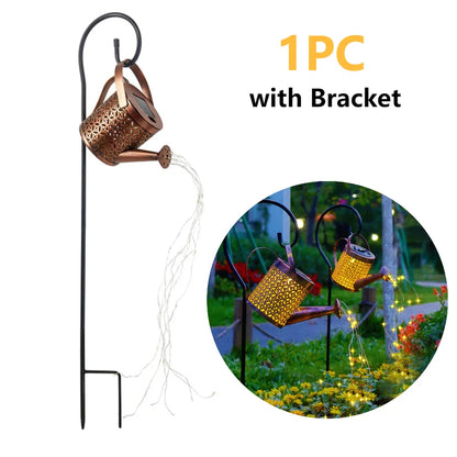 Solar Powered LED Watering Can Light 2/1PCS Waterproof Outdoor Garden Decorative Kettle Lamps Fairy String Solar Light