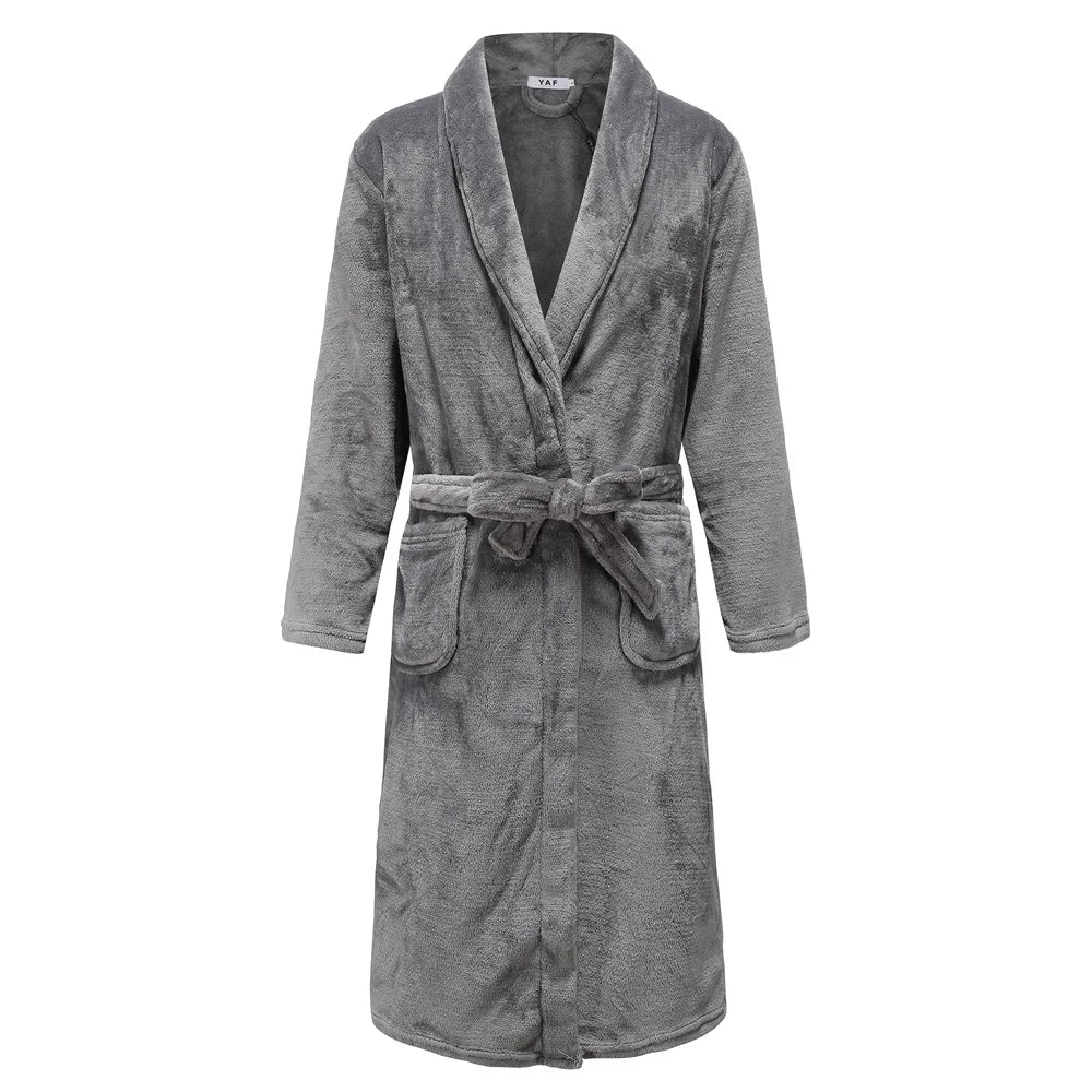 Large Size 3XL Flannel Robe Kimono Bathrobe Gown Winter Coral Fleece Sleepwear Nightwear Loose Thickened Home Wear Loungewear