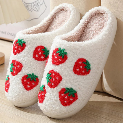 2024 Autumn Winter Family Fashion Slippers Women Home Warm Cartoon Flat Sandals Men Cute Non-slip Slides Smiling face Shoes